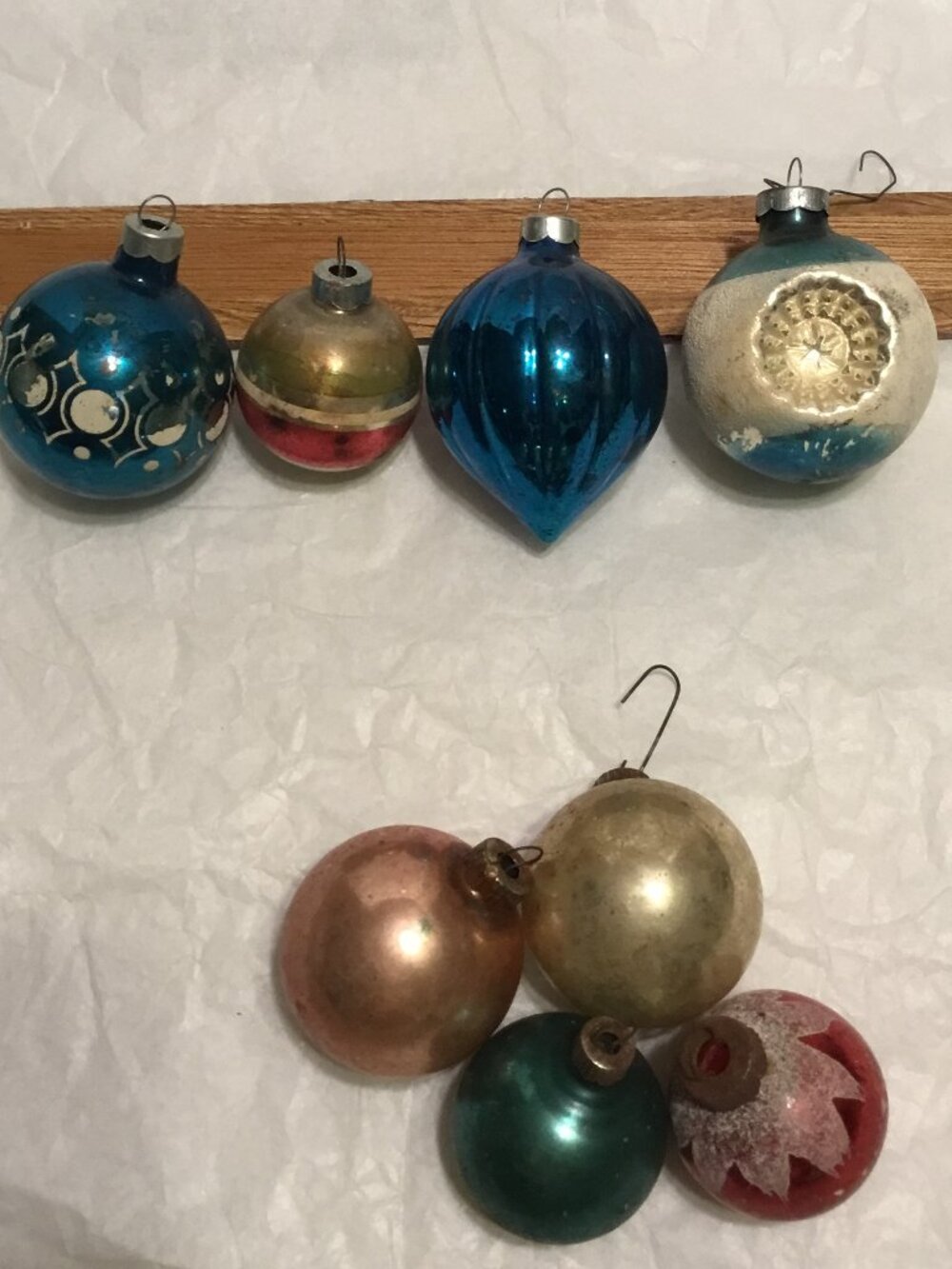 Very colorful lot of 8 antique & fragile glass Christmas tree ornaments - Picture 15 of 15